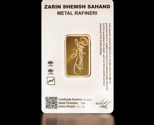 پشت بسته‌بندی شمش طلا ۱ اونس زرین شمش