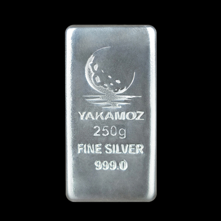 شمش نقره ۲۵۰ گرمی زرین شمش بدون بسته‌بندی از نمای جلو