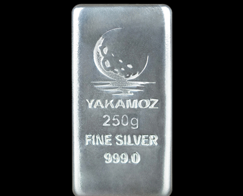 شمش نقره ۲۵۰ گرمی زرین شمش بدون بسته‌بندی از نمای جلو