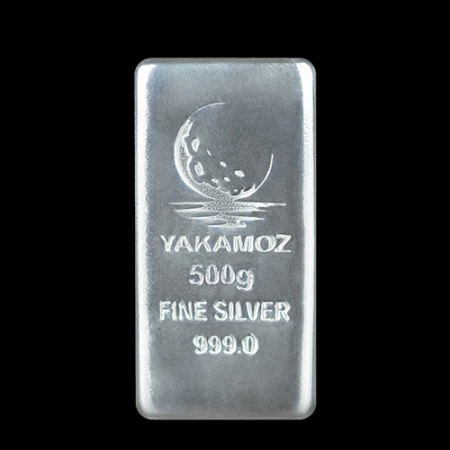 شمش نقره ۵۰۰ گرمی زرین شمش بدون بسته‌بندی از نمای جلو