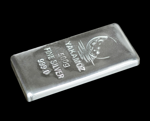 شمش نقره ۵۰۰ گرمی زرین شمش بدون بسته‌بندی از نمای بغل